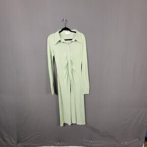 Who What Wear Mint Green Ruched Column Maxi Dress Y2K Minimalist Rayon M